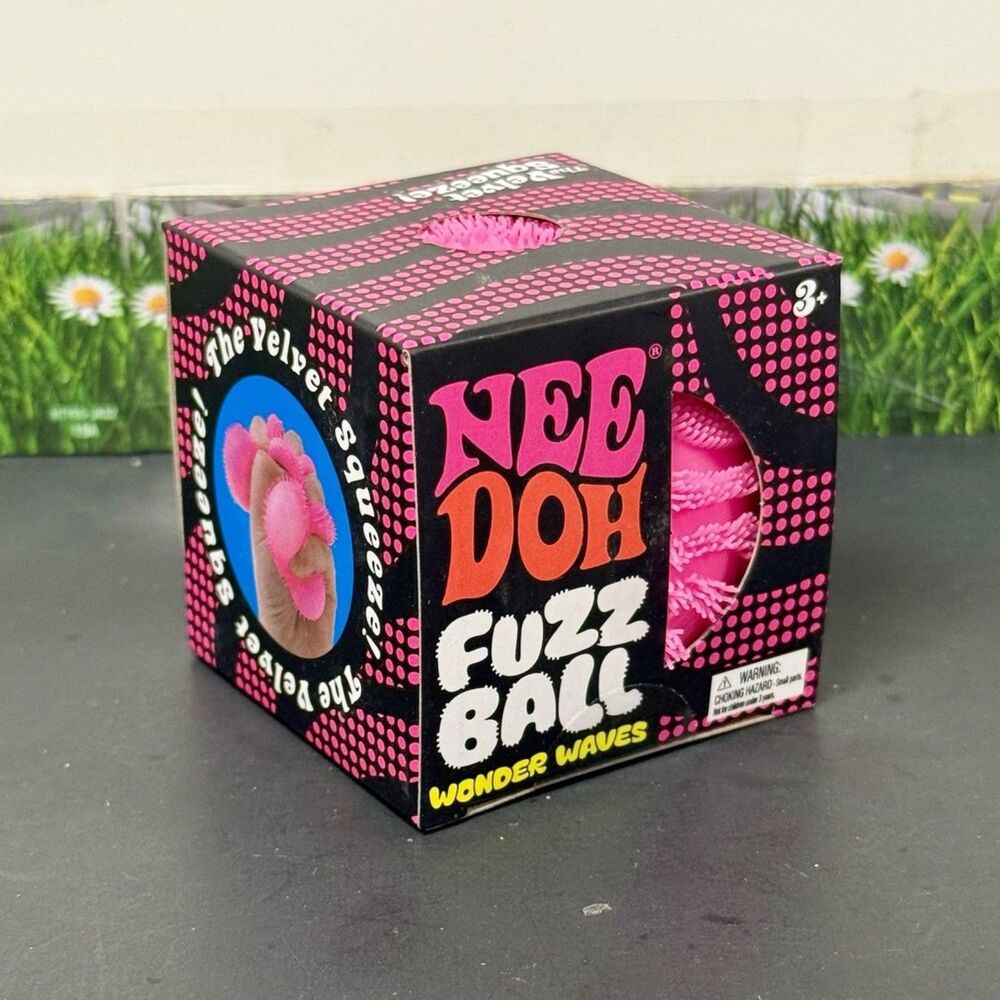 NeeDoh Pink Fuzz Ball Velvet Squeeze Toy Wonder Waves Fuzzball Authentic Pink